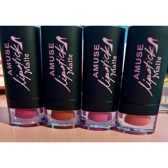 ~NWOB~Amuse Matte Lipstick Lot Of 4 in LIP7278-1,-2,-7,-8 Shades Pinks🎀/Red🌹 - Picture 1 of 9